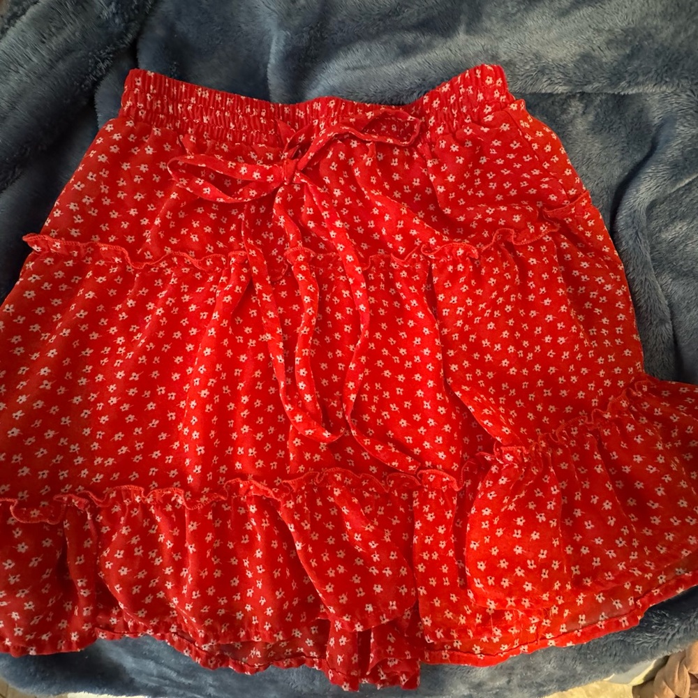 Sienna Sky Red Floral Mini Skirt